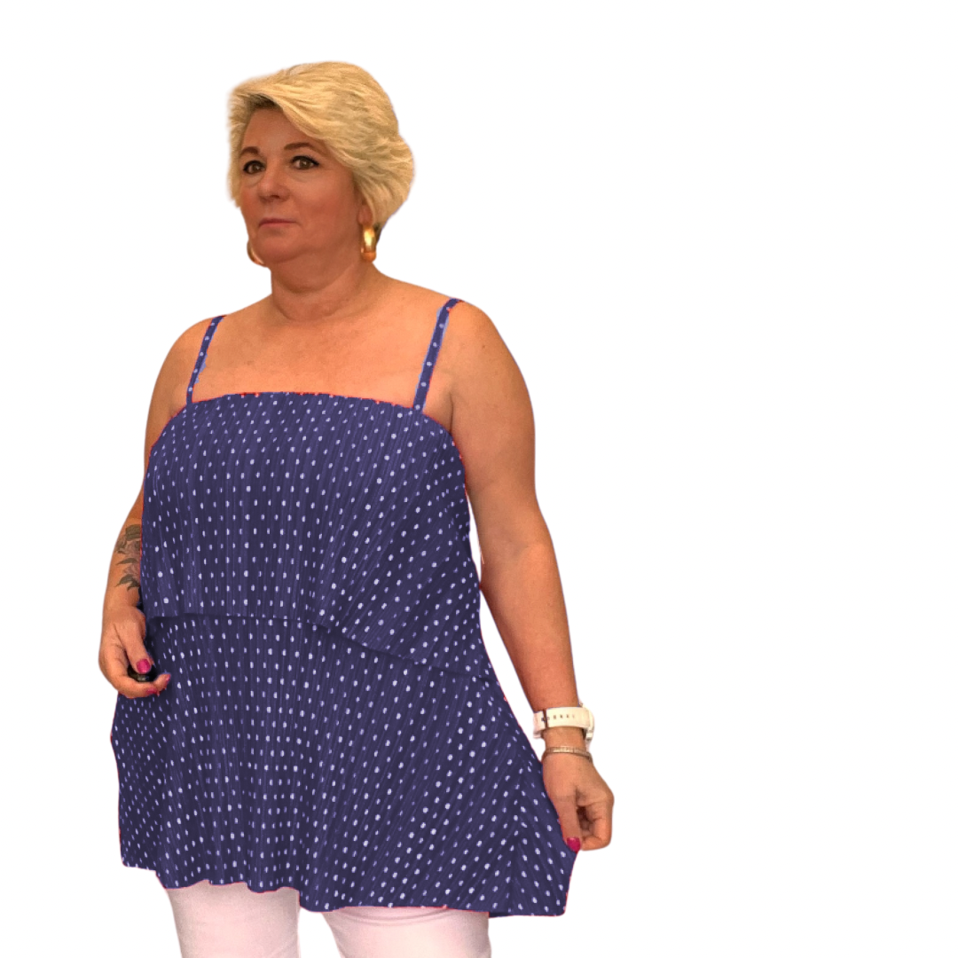 STRAPPY PLEATED LAYERED CAMI TOP BLOUSE