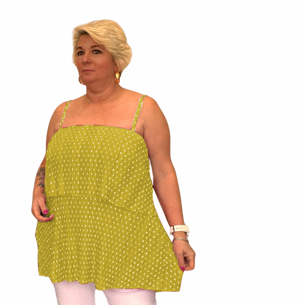 STRAPPY PLEATED LAYERED CAMI TOP BLOUSE