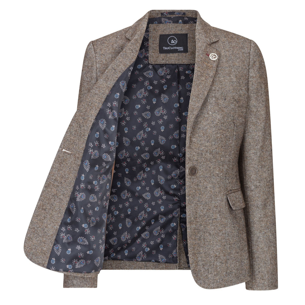 wsn06 - Women's 1920s Suit Tweed Blazer Waistcoat & Trousers
